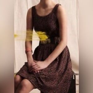 Deletta for Anthropologie Brown Textured Sleeveless Dress